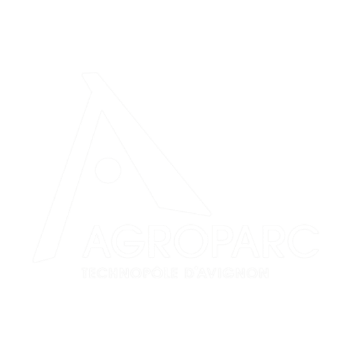 Logo en noir et blanc de l'association Agroparc (technopÃ´le d'Avignon) ayant commandÃ© une vidÃ©o d'entreprise Ã  Ostinato Films